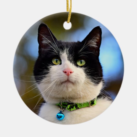 白黒ショートヘア セラミックオーナメント (正面)