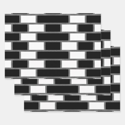 白黒シリトータータンチェック市松模様に模様 ラッピングペーパーシート (セット)