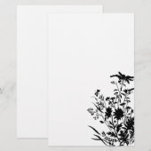 白黒シルエットの花柄の…文房具 便箋 (正面/裏面)