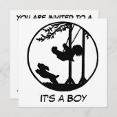 白黒シルエットの芸術のベビーシャワー 招待状 (正面/裏面)