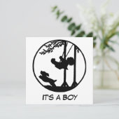 白黒シルエットの芸術のベビーシャワー 招待状 (スタンド正面)