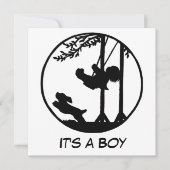 白黒シルエットの芸術のベビーシャワー 招待状 (正面)