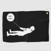 白黒シルエットガールゴルファー女子レディースゴルフ ゴルフタオル (横)