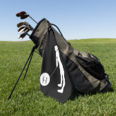 白黒シルエットガールゴルファー女子レディースゴルフ ゴルフタオル (グリーン)