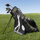 白黒シルエットガールゴルファー女性 ゴルフタオル (グリーン)