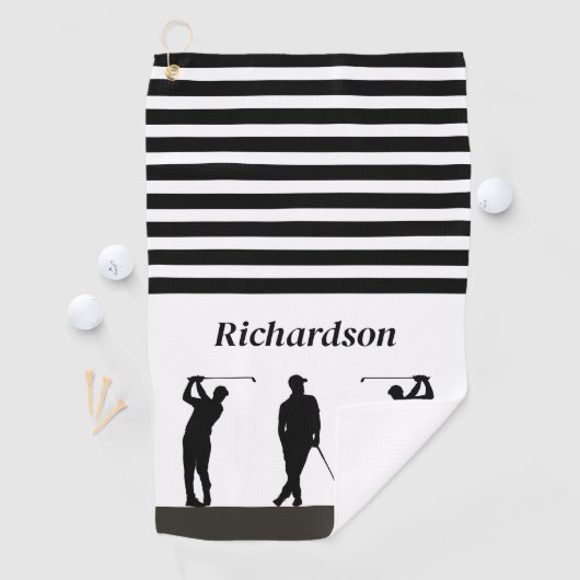 白黒シルエットゴルファーのゴルフタオル ゴルフタオル (インサイチュ)