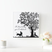 白黒シルエットダッチシュンド壁時計 スクエア壁時計 (ホーム)