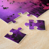 白黒シルエットフォレストとカラースプラッシュ ジグソーパズル (側面)