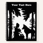 白黒シルエットレッドライディングフードウルフウッズ ノートブック (正面)