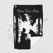 白黒シルエット乗馬フードinウッズウルフ ゴルフタオル (インサイチュ)