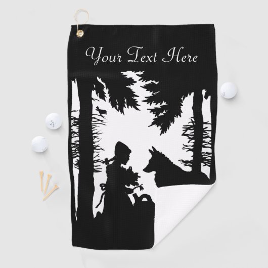 白黒シルエット乗馬フードinウッズウルフ ゴルフタオル (インサイチュ)
