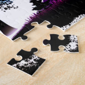 白黒シルエット抽象芸術レインボースカイ ジグソーパズル (側面)