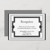 白黒シルバーアールデコウェディングレセプション エンクロージャーカード (正面/裏面)