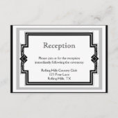 白黒シルバーアールデコウェディングレセプション エンクロージャーカード (正面)