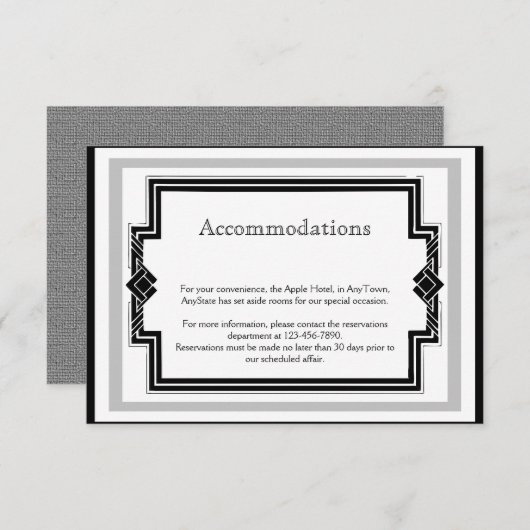 白黒シルバーアールデコフレームの結婚挿入 エンクロージャーカード (正面/裏面)