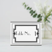 白黒シルバーアールデコフレームテーブル番号 ポストカード (スタンド正面)