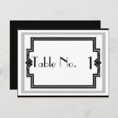 白黒シルバーアールデコフレームテーブル番号 ポストカード (正面/裏面)
