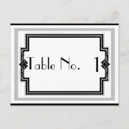 白黒シルバーアールデコフレームテーブル番号 ポストカード