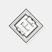 白黒シルバーアールデコフレ結婚ームズナプキン スタンダードカクテルナプキン (角)