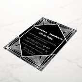 白黒シルバーエレガントアールデコマン招待状 箔シーズンカード (回転した状態)