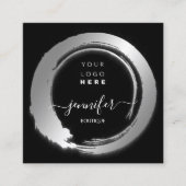 白黒シルバーカスタムQRロゴショップ スクエア名刺 (正面)