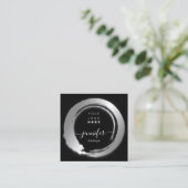 白黒シルバーカスタムQRロゴショップ スクエア名刺 (スタンド正面)