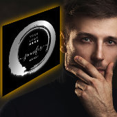 白黒シルバーカスタムQRロゴショップ スクエア名刺