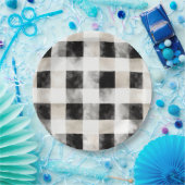 白黒シルバークリ素朴スマス ペーパープレート (パーティー)