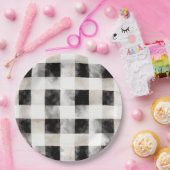 白黒シルバークリ素朴スマス ペーパープレート (パーティー)