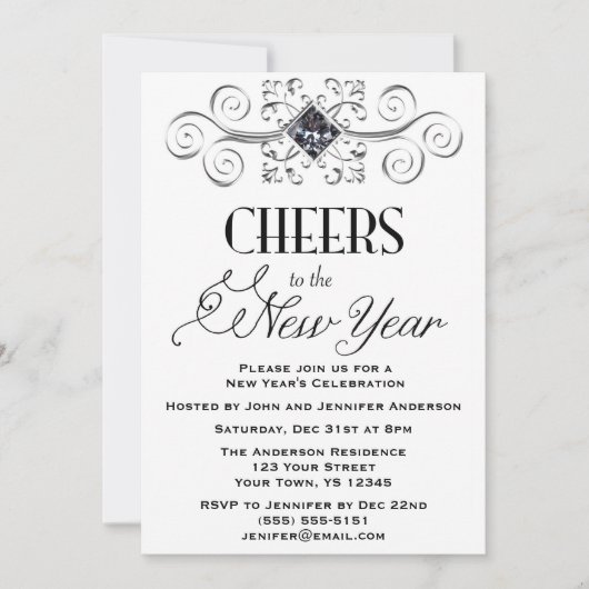 白黒シルバーグラマー大晦日パーティー 招待状 (正面)