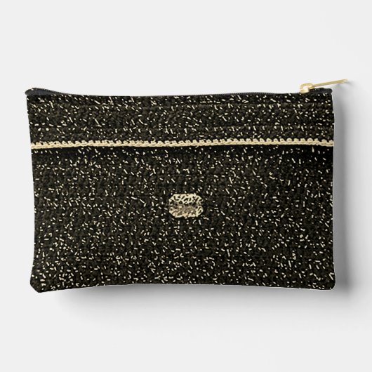 白黒シルバーグレーアーティザンクロシェプリント アクセサリーポーチ (裏面)