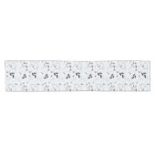 白黒シルバーグレーフローラ葉 ショートテーブルランナー (横)