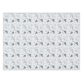 白黒シルバーグレーフローラ葉 テーブルクロス (正面(横))