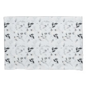 白黒シルバーグレーフローラ葉 枕カバー (正面左)