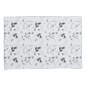 白黒シルバーグレーフローラ葉 枕カバー (正面右)