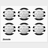 白黒シルバーストライプのフォイルのステッカーラベル ラウンドシール (シート)