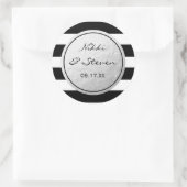 白黒シルバーストライプのフォイルのステッカーラベル ラウンドシール (バッグ)