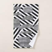 白黒シルバーストライプバスルーム用タオルのセット バスタオルセット (ハンドタオル)