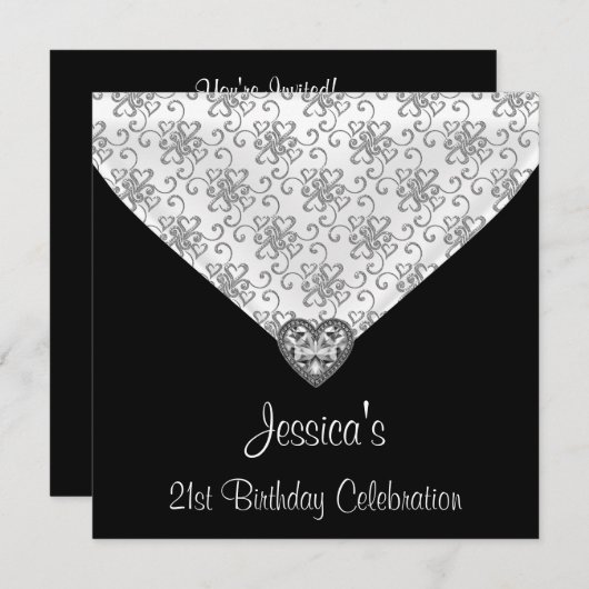 白黒シルバーハートジュエル21歳 招待状 (正面/裏面)