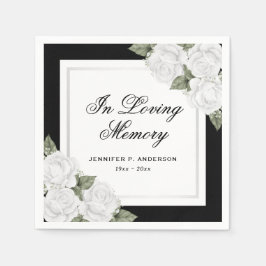 白黒シルバーフローラ葬儀記念 スタンダードカクテルナプキン