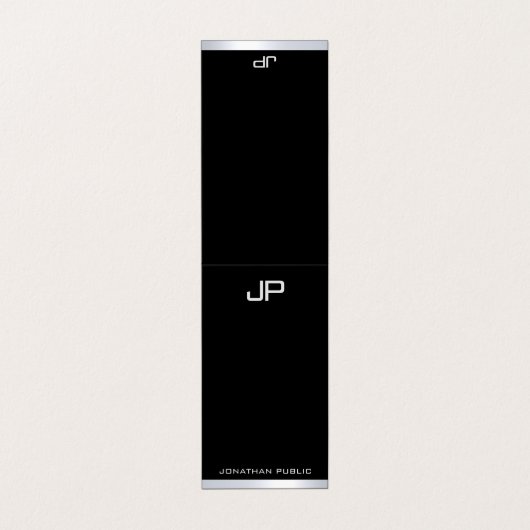 白黒シルバーモダンモノグラムエレガントシンプル 名刺 (外部フラット)