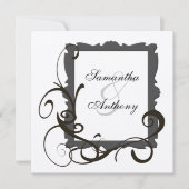 白黒シルバー旋回結婚式招待状 招待状 (正面)