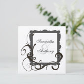 白黒シルバー旋回結婚式招待状 招待状 (スタンド正面)