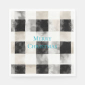 白黒シルバー素朴ストライプクリスマス スタンダードランチョンナプキン (正面)