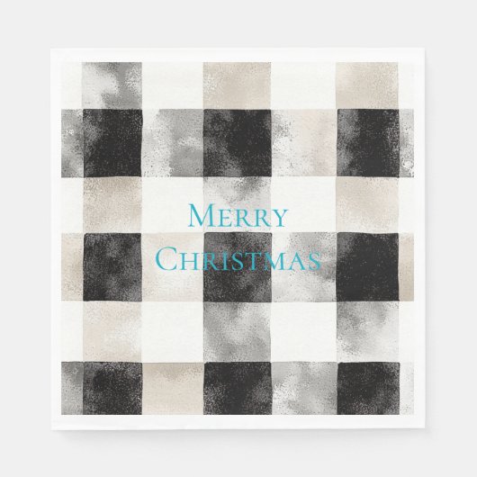 白黒シルバー素朴ストライプクリスマス スタンダードランチョンナプキン (正面)