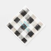 白黒シルバー素朴ストライプクリスマス スタンダードランチョンナプキン (角)