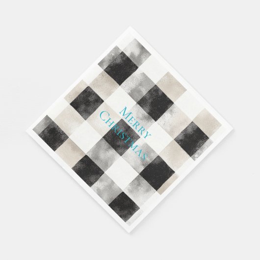 白黒シルバー素朴ストライプクリスマス スタンダードランチョンナプキン (角)