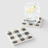 白黒シルバー素朴ストライプクリスマス ストーンコースター (横)