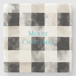 白黒シルバー素朴ストライプクリスマス ストーンコースター