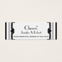 白黒シルバー結婚アールデコ飲料チケット